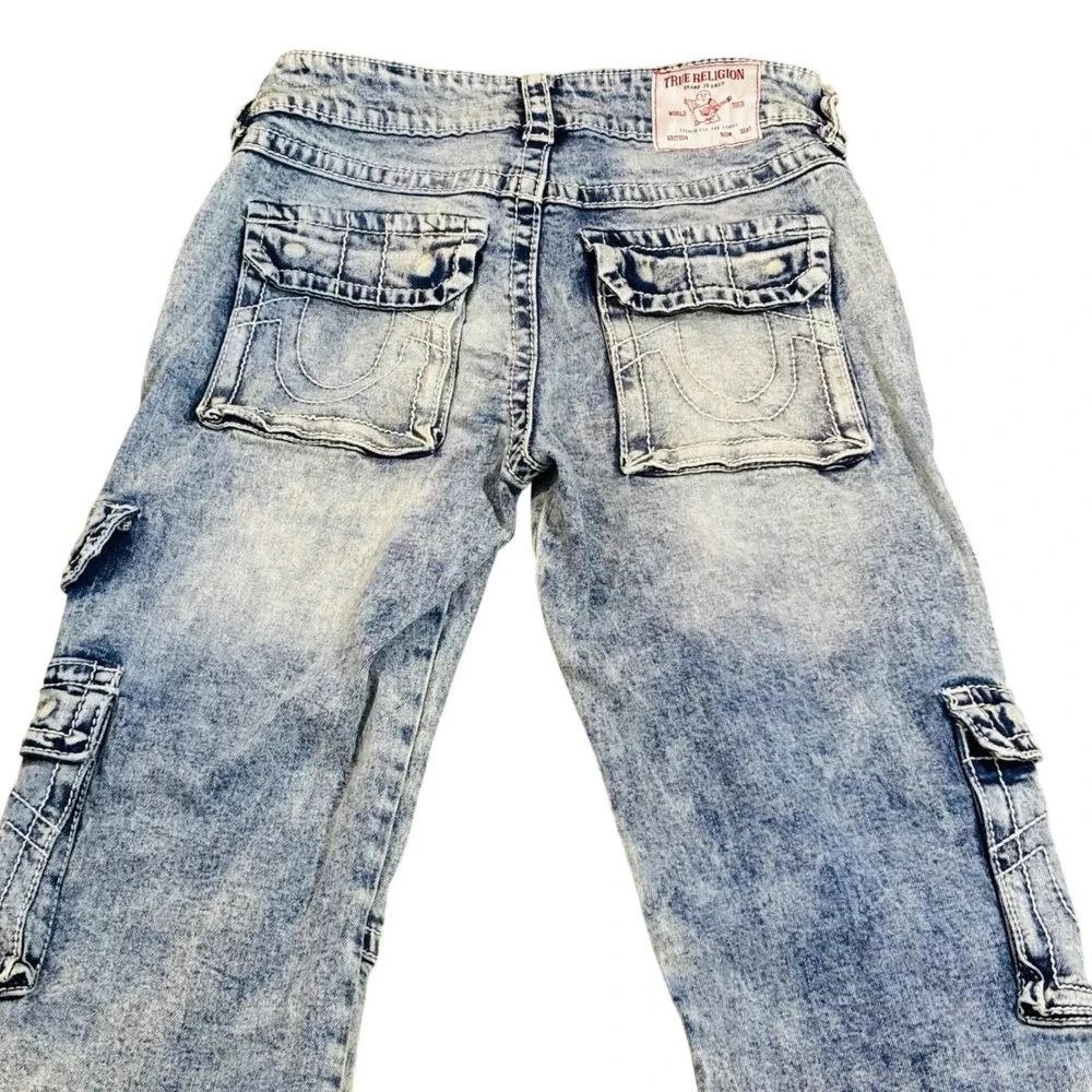 True Religion Ricki Relaxed Straight Carpenter Cargo Blue Denim Jeans 27 (4) - Picture 10 of 12